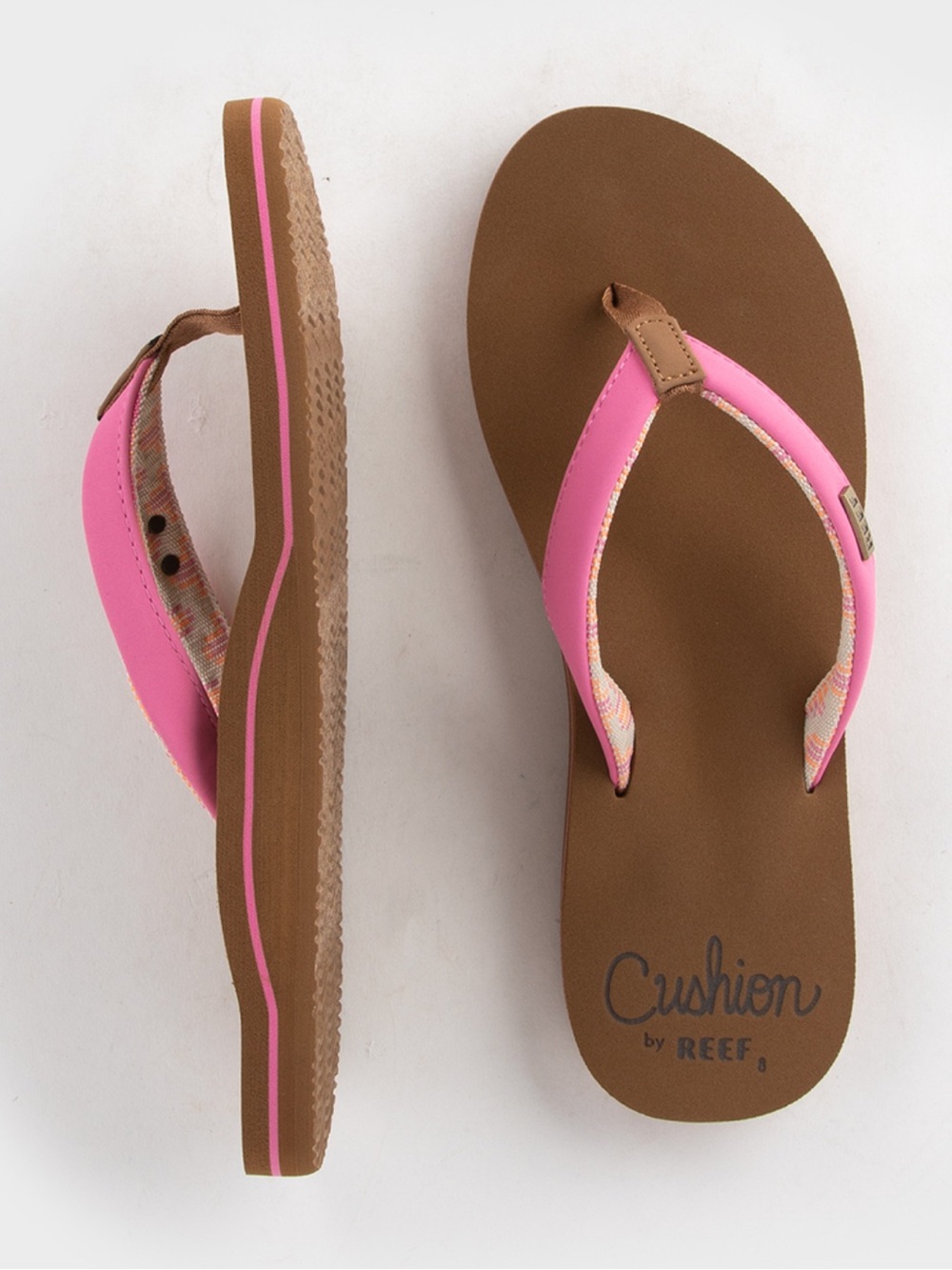 Reef Women's Pink and Brown Cushion Flip Flops